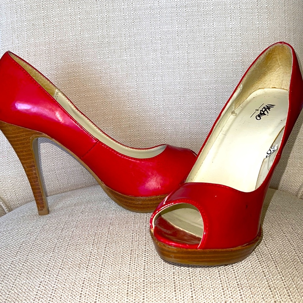 These are Red patent leather stilettos.